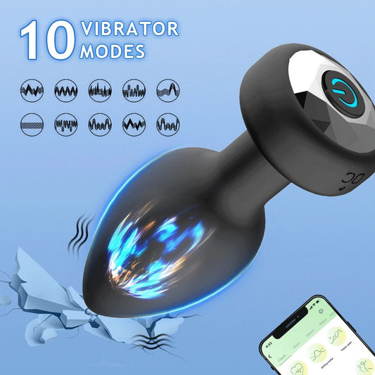 Buntune Vibrator Vibrating Butt Plug with 10 Vibration Modes